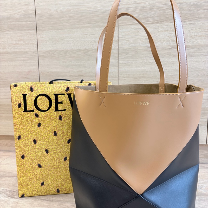 LOEWE Puzzle Fold Tote XL Bicolour 牛皮亮面 經典色 大號折疊包-4