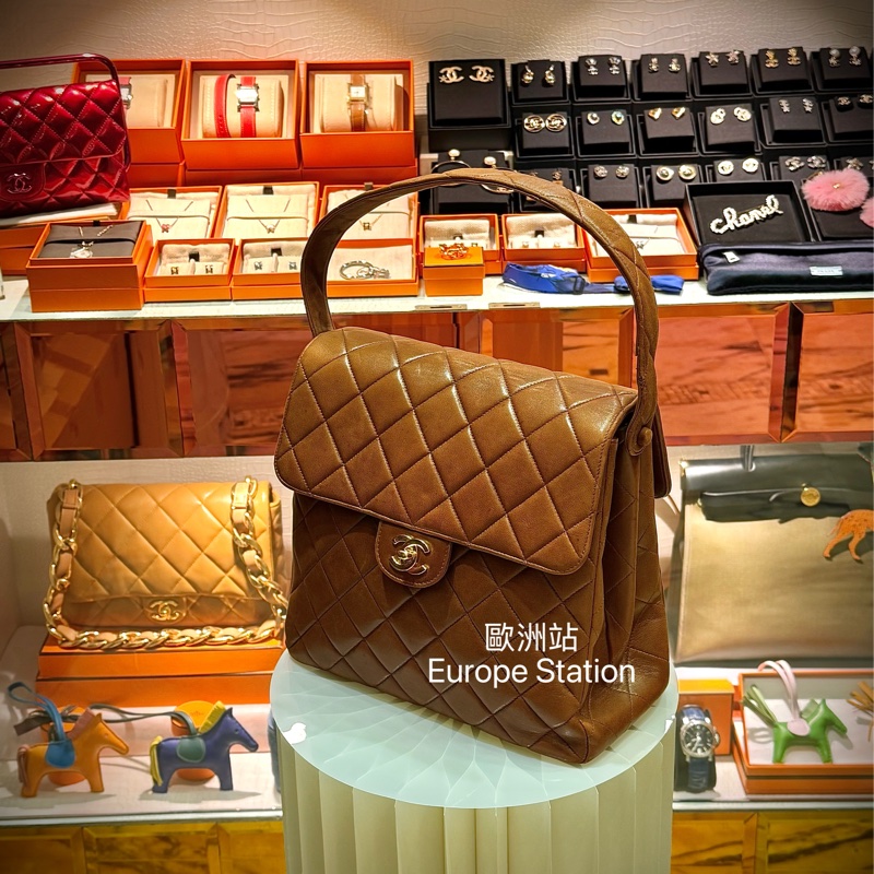 Chanel 棕色Double Flap單肩袋-0
