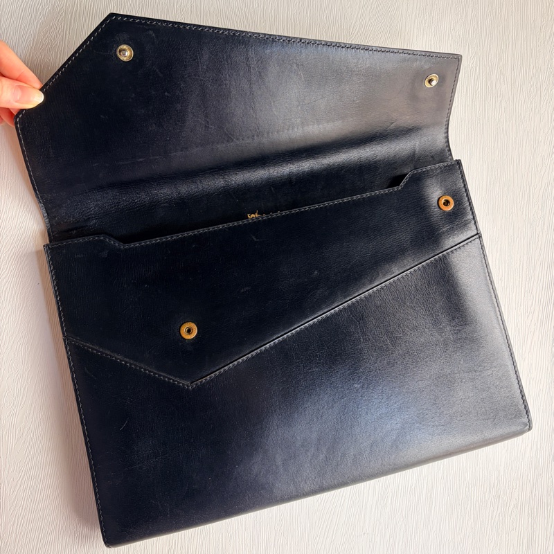 Delvaux 真皮黑色手拿包 iPad 包 信封包 側背包 通勤-12