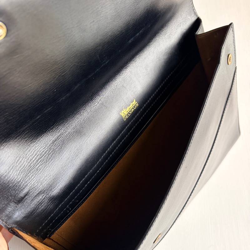Delvaux 真皮黑色手拿包 iPad 包 信封包 側背包 通勤-13