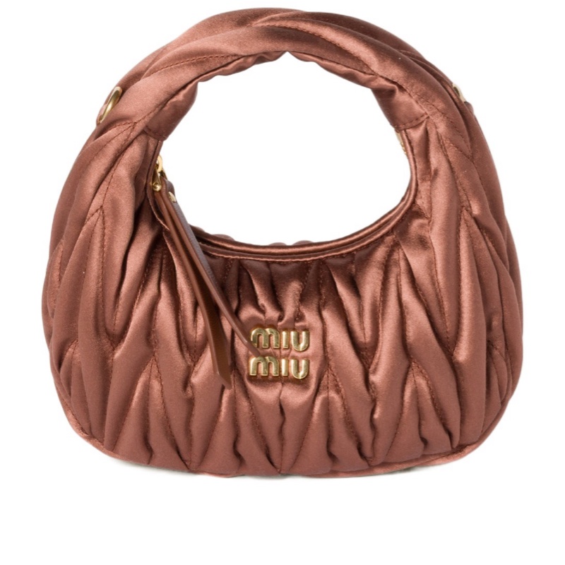 Miu Miu 女士 Wander 馬特拉塞凸紋緞布迷你包均碼碼MINI、17.5cm*5.5cm*14cm-0