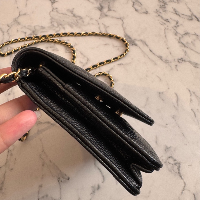 Chanel黑荔枝金雙C woc-2