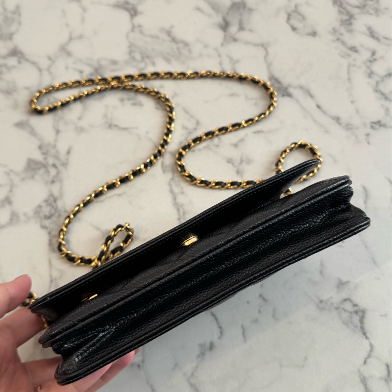 Chanel黑荔枝金雙C woc-3