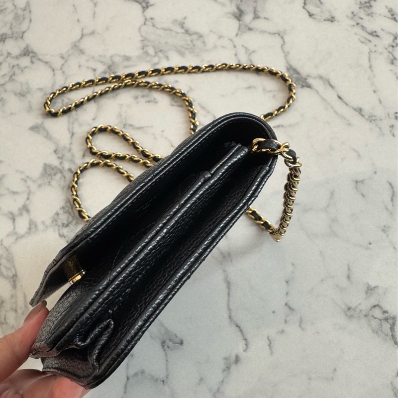 Chanel黑荔枝金雙C woc-4