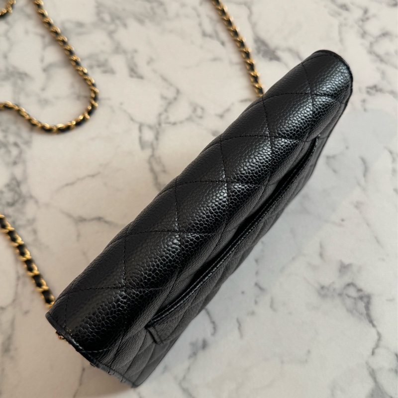 Chanel黑荔枝金雙C woc-6