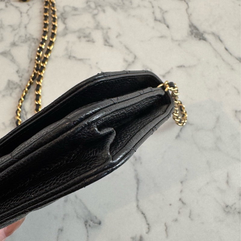 Chanel黑荔枝金雙C woc-8