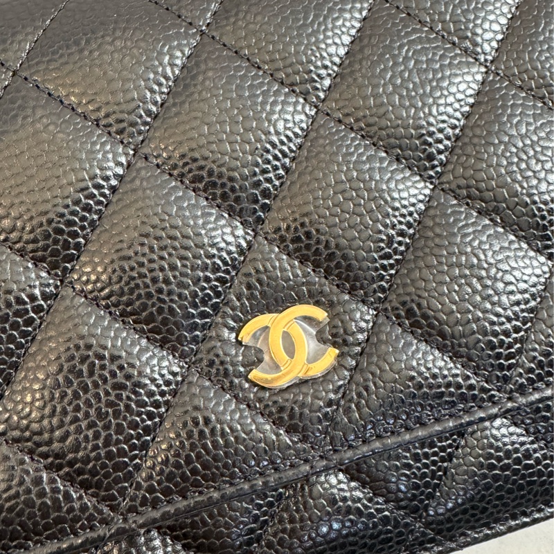 Chanel黑荔枝金雙C woc-10