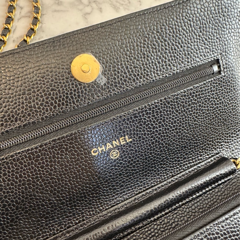 Chanel黑荔枝金雙C woc-12