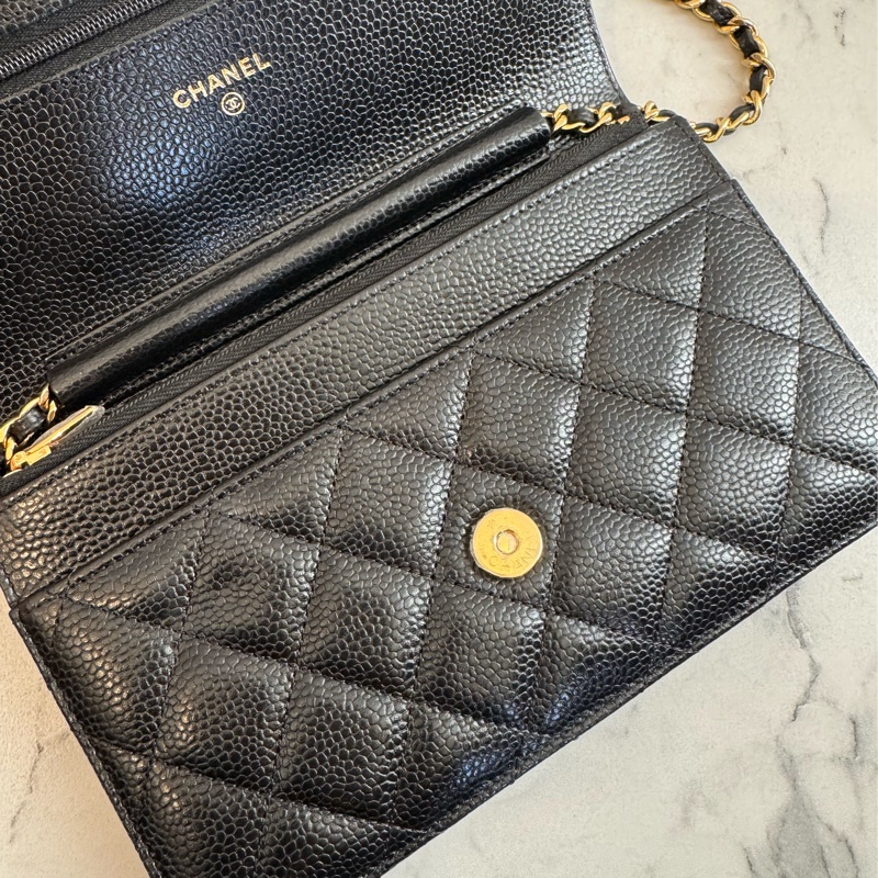 Chanel黑荔枝金雙C woc-14