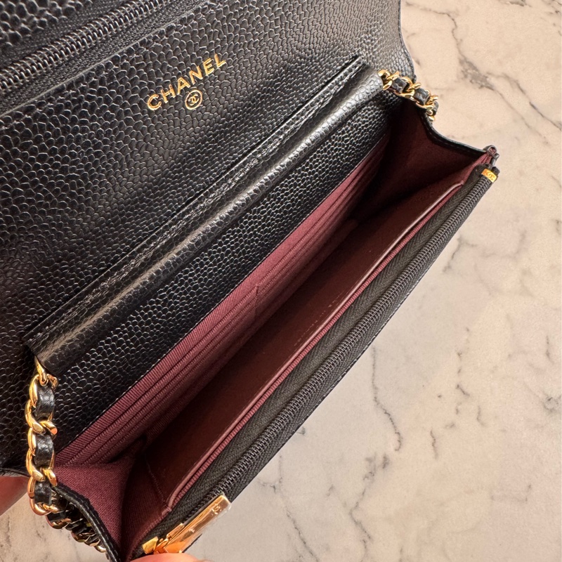 Chanel黑荔枝金雙C woc-18