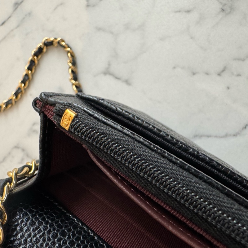 Chanel黑荔枝金雙C woc-29