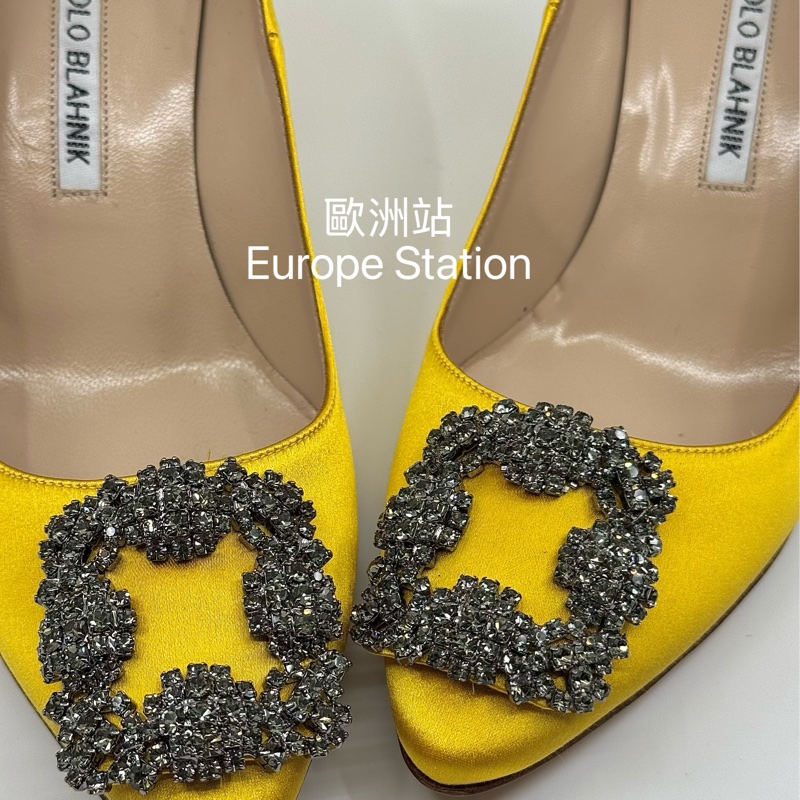 Manolo Blahnik 黃色高踭鞋-1
