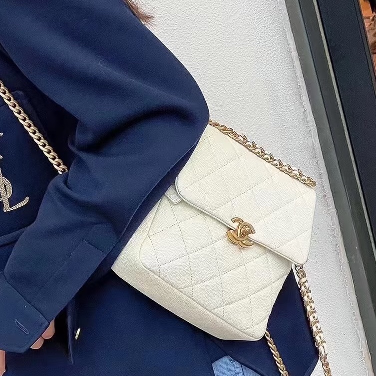 全網最低價🧚‍♀️成色99新🆕Chanel香奈兒白金菱格紋鏈條雙肩後背包手提包-1