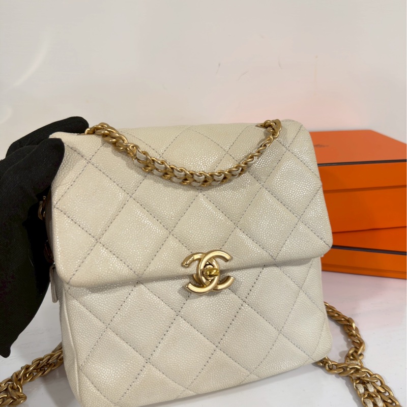 全網最低價🧚‍♀️成色99新🆕Chanel香奈兒白金菱格紋鏈條雙肩後背包手提包-10