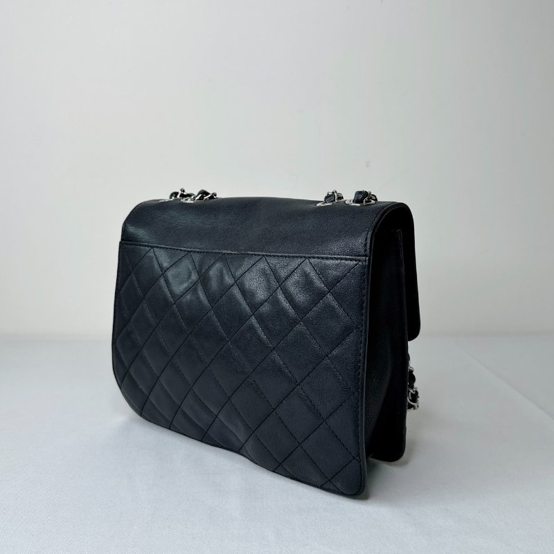 CHANEL 古巴黑銀鴛鴦扣鏈條包-4