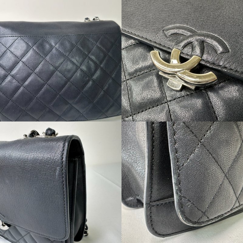 CHANEL 古巴黑銀鴛鴦扣鏈條包-8