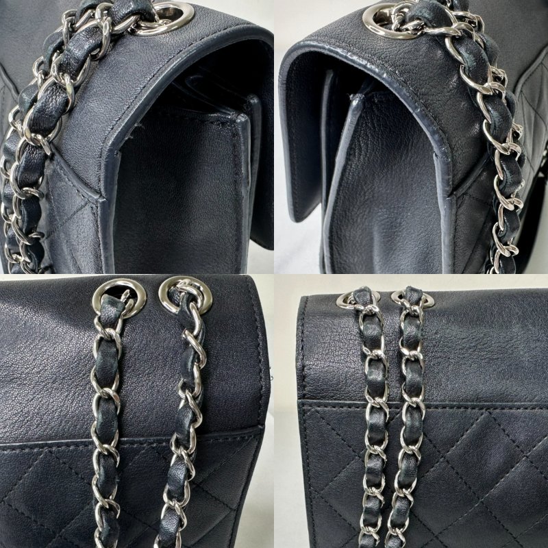 CHANEL 古巴黑銀鴛鴦扣鏈條包-9