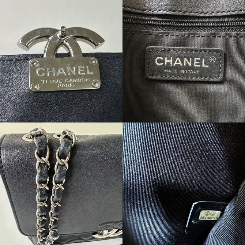 CHANEL 古巴黑銀鴛鴦扣鏈條包-10