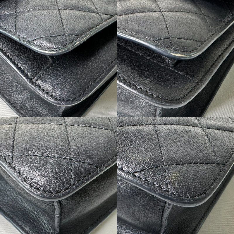 CHANEL 古巴黑銀鴛鴦扣鏈條包-12