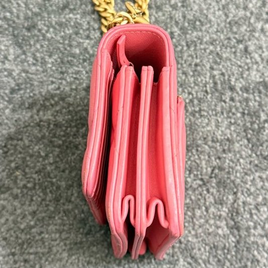 近新品 香奈兒/Chanel 蜜桃粉22P琺瑯扣 鏈條包-3