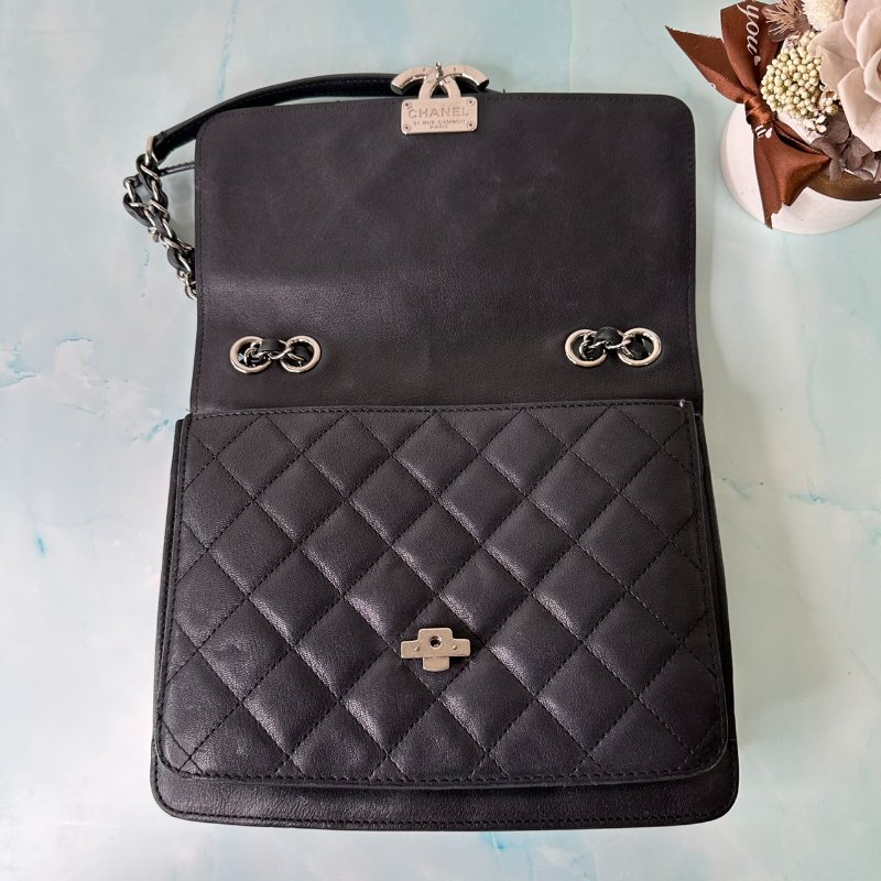 CHANEL 古巴黑銀鏈條包-4