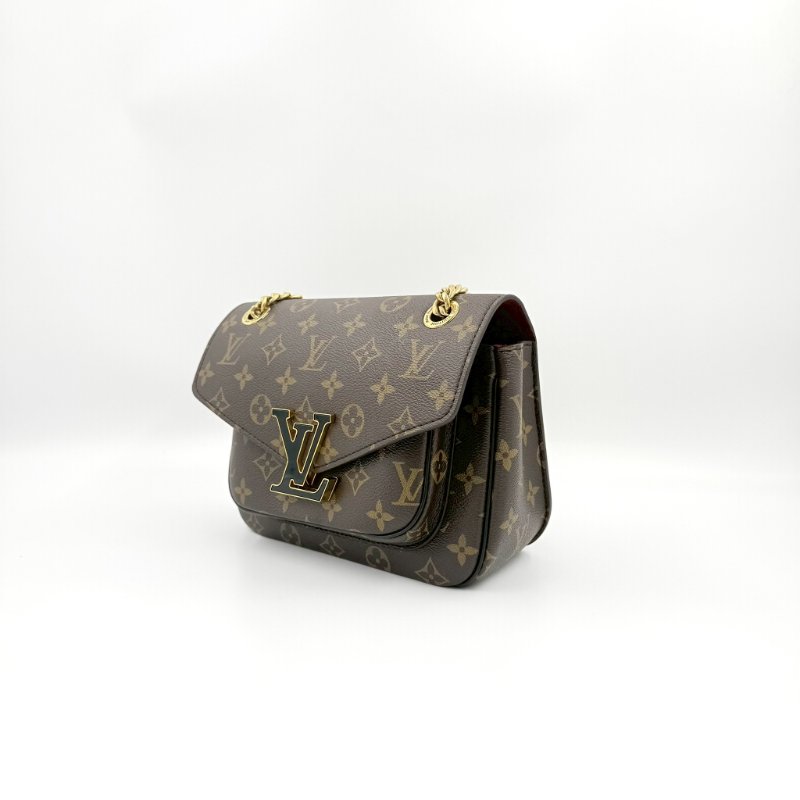 LV原花黑字大logo Passy下蓋磁吸釦肩側背包M45592-5