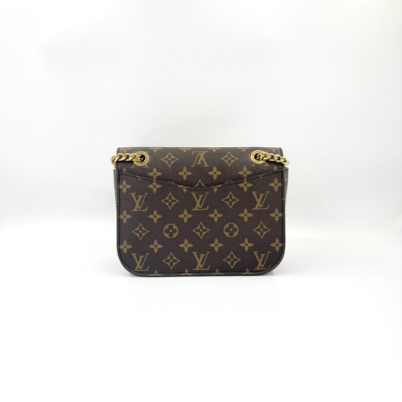 LV原花黑字大logo Passy下蓋磁吸釦肩側背包M45592-7