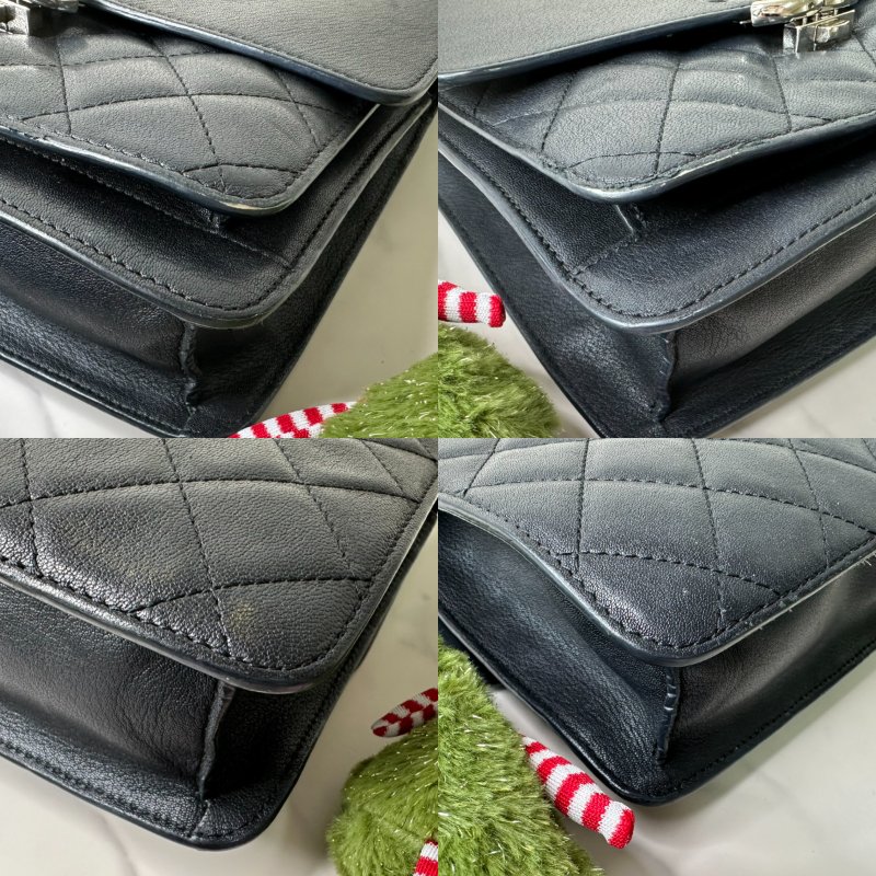 CHANEL 古巴黑牛銀扣鏈條包-8