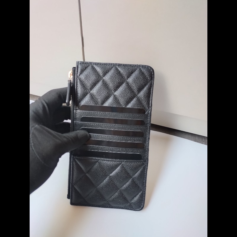 Chanel 黑荔枝皮Boy 系列扁長夾-5