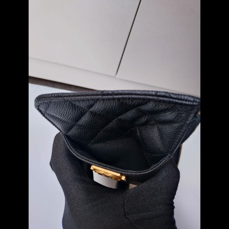 Chanel 黑荔枝皮Boy 系列扁長夾-7