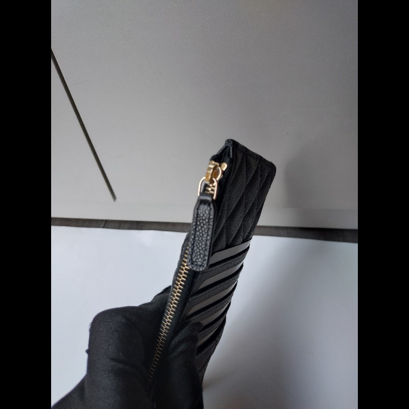 Chanel 黑荔枝皮Boy 系列扁長夾-8