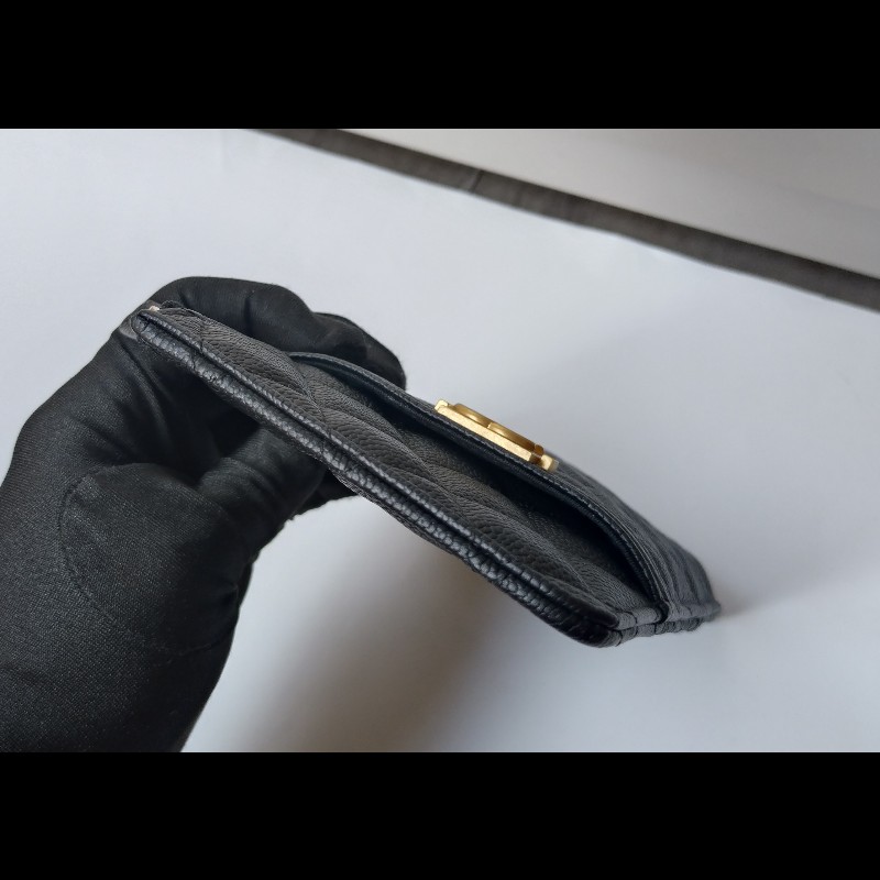 Chanel 黑荔枝皮Boy 系列扁長夾-10