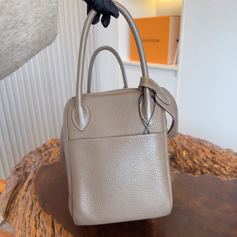 愛馬仕/Hermes Lindy30 大象灰銀扣 A刻 tc皮 手提肩背包-3