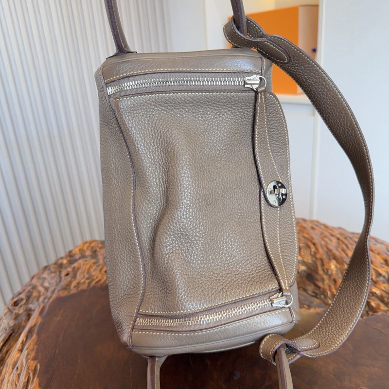 愛馬仕/Hermes Lindy30 大象灰銀扣 A刻 tc皮 手提肩背包-4