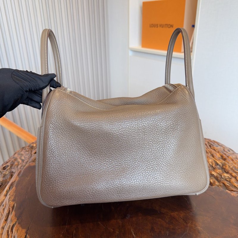 愛馬仕/Hermes Lindy30 大象灰銀扣 A刻 tc皮 手提肩背包-7