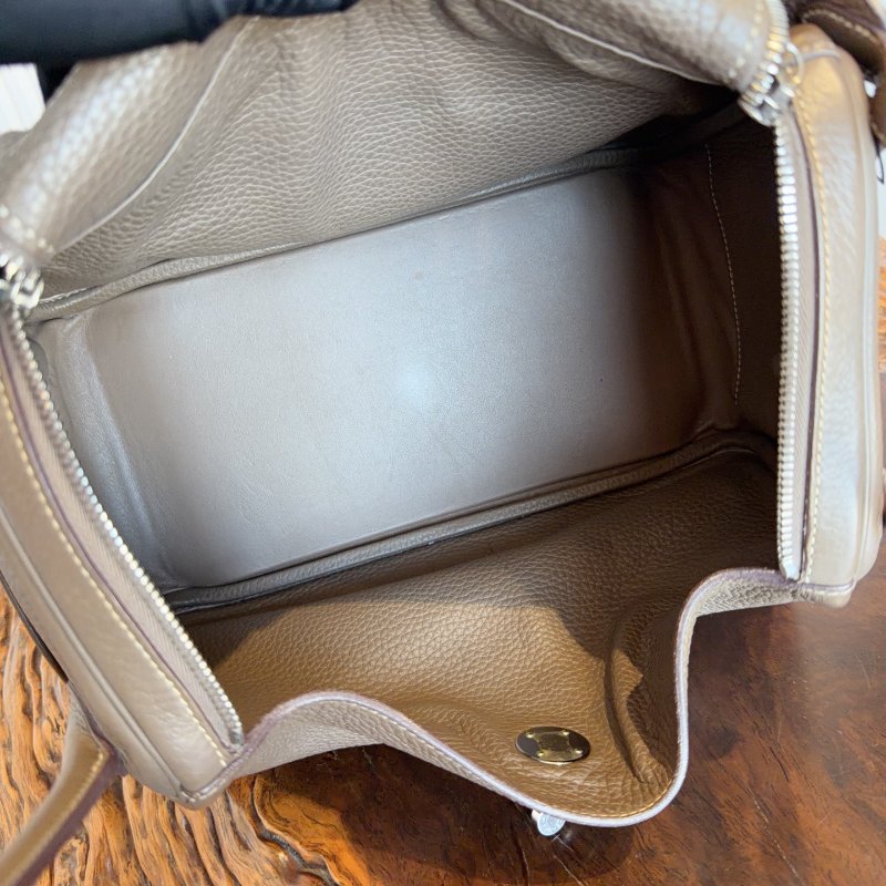 愛馬仕/Hermes Lindy30 大象灰銀扣 A刻 tc皮 手提肩背包-9