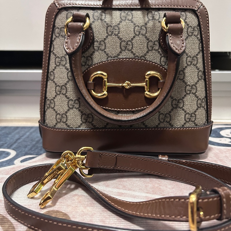 《降價售、誠可議》Gucci Horsebit 1955 Mini Top Handle 焦糖棕-0
