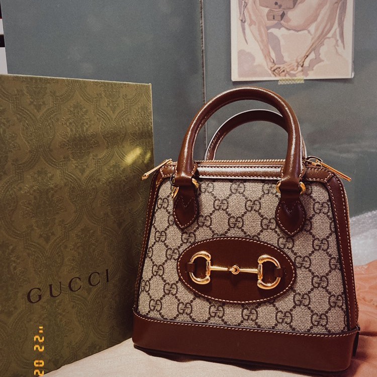 《降價售、誠可議》Gucci Horsebit 1955 Mini Top Handle 焦糖棕-9