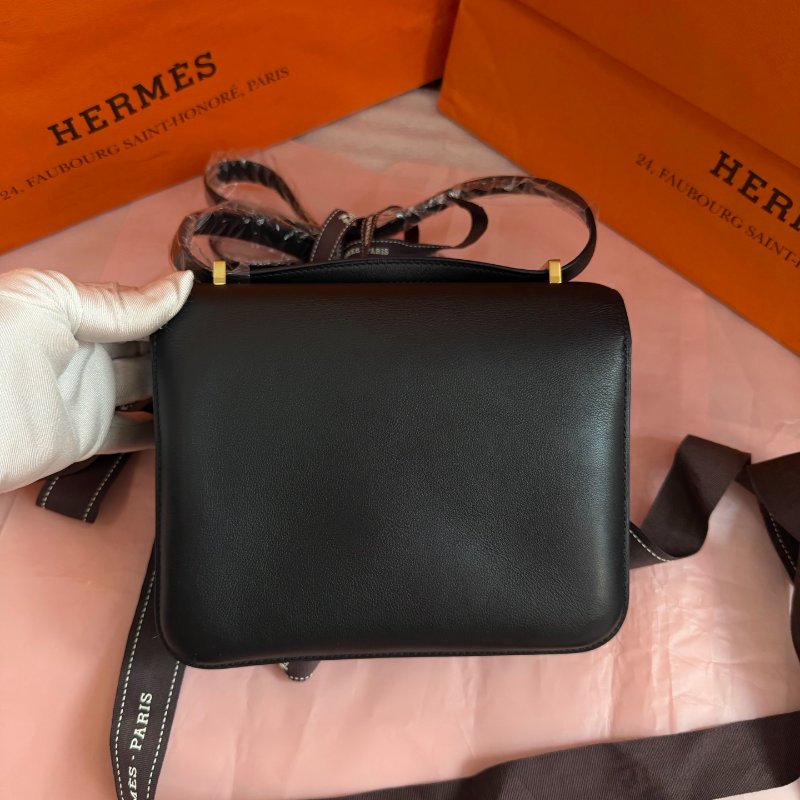 近新品 Hermes愛馬仕 Constance康康19 黑金Tad皮 框N刻-6