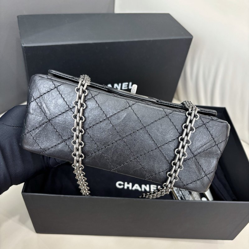 閒置新 香奈兒/Chanel 黑銀2.55mini鏈條肩背斜背包-7