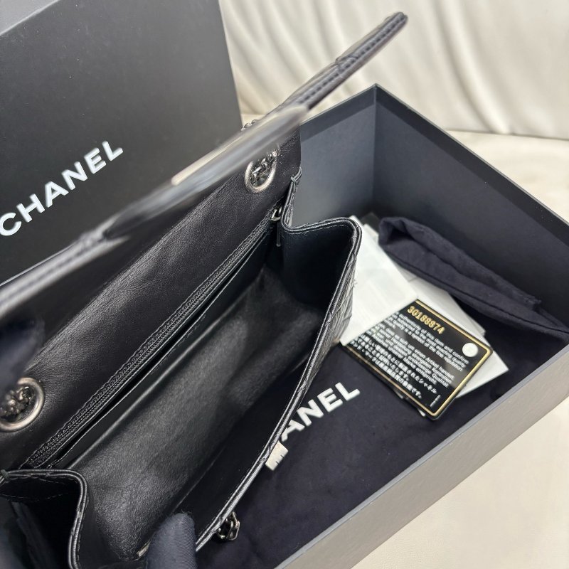 閒置新 香奈兒/Chanel 黑銀2.55mini鏈條肩背斜背包-8