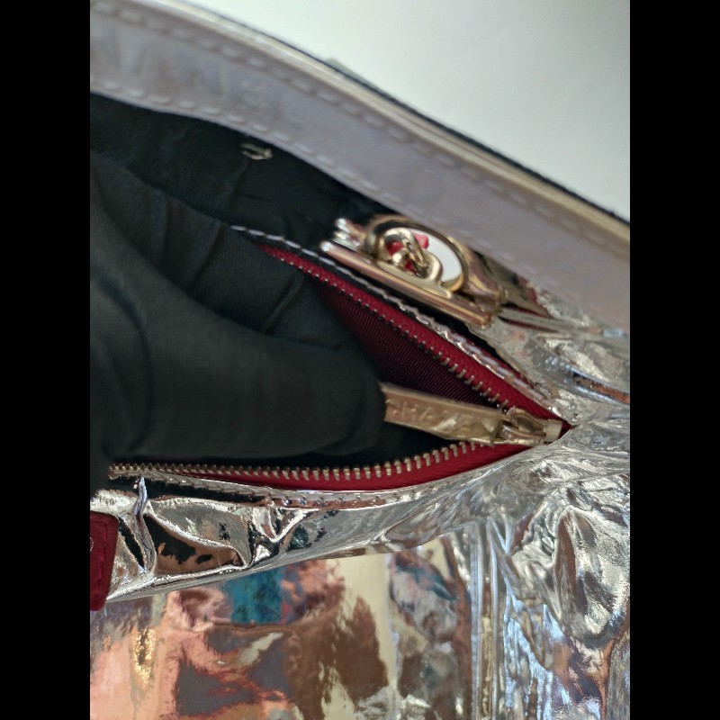 Chanel 銀鍊藍布銀白雙C5號托特包-21