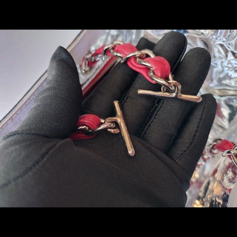 Chanel 銀鍊藍布銀白雙C5號托特包-23