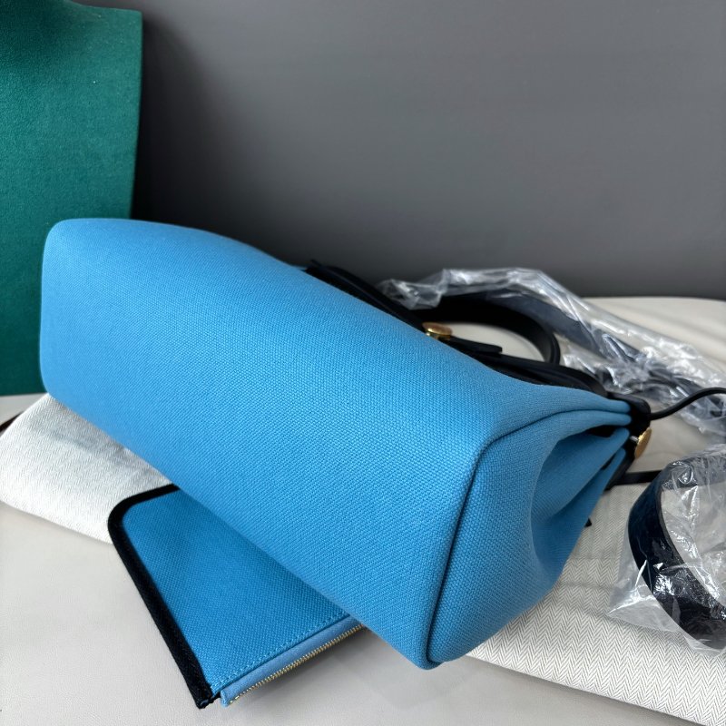 閒置新 愛馬仕Hermes 新牛仔藍herbag31 B刻 五金全原膜 黑色配皮-9