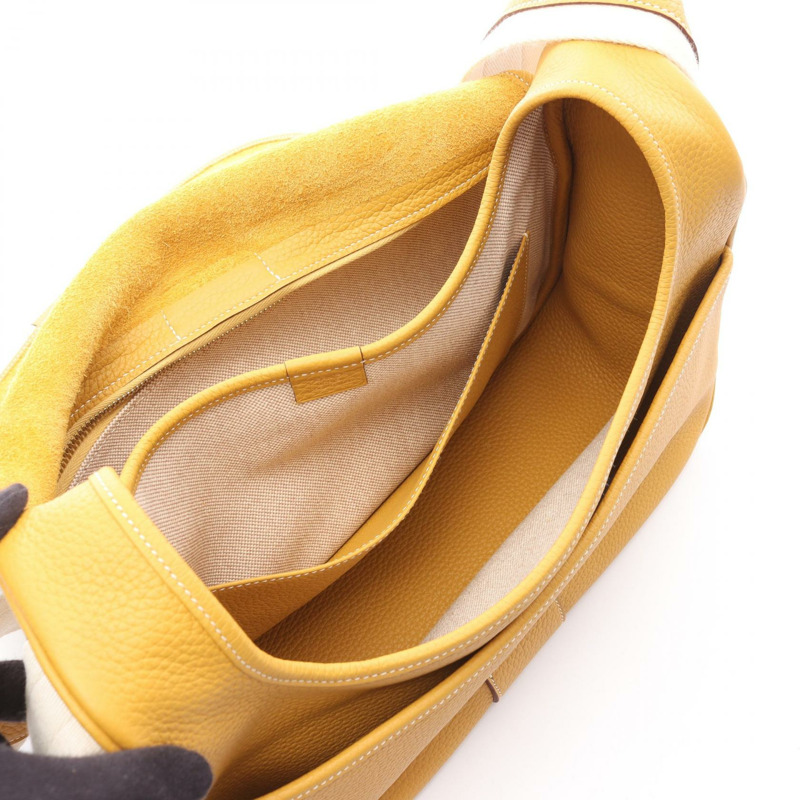 愛馬仕 Bourlingue 肩背包，Clemence 皮革，棕色/白色，二手，女士 GHE R-2