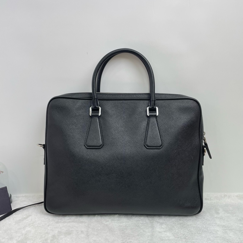 Prada/普拉達  黑色 紅標 公文包 手提包，尺寸：36*27*5，缺肩帶-3