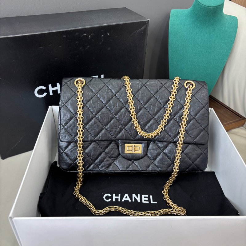 香奈兒/Chanel 黑金2.55中號鏈條肩背包-0