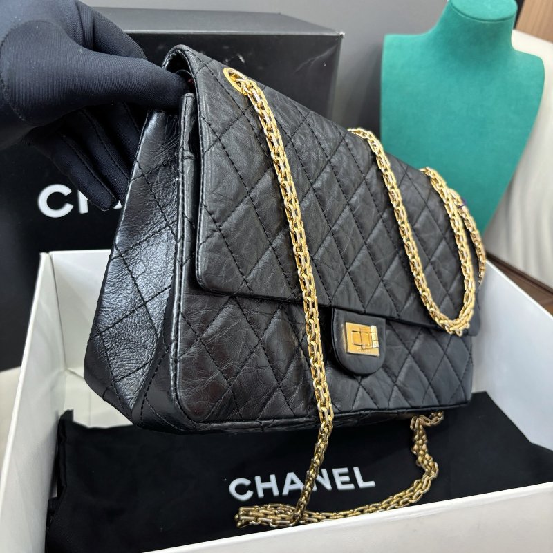 香奈兒/Chanel 黑金2.55中號鏈條肩背包-2