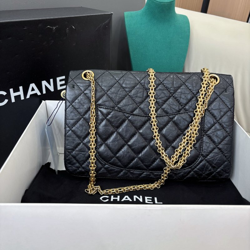 香奈兒/Chanel 黑金2.55中號鏈條肩背包-6