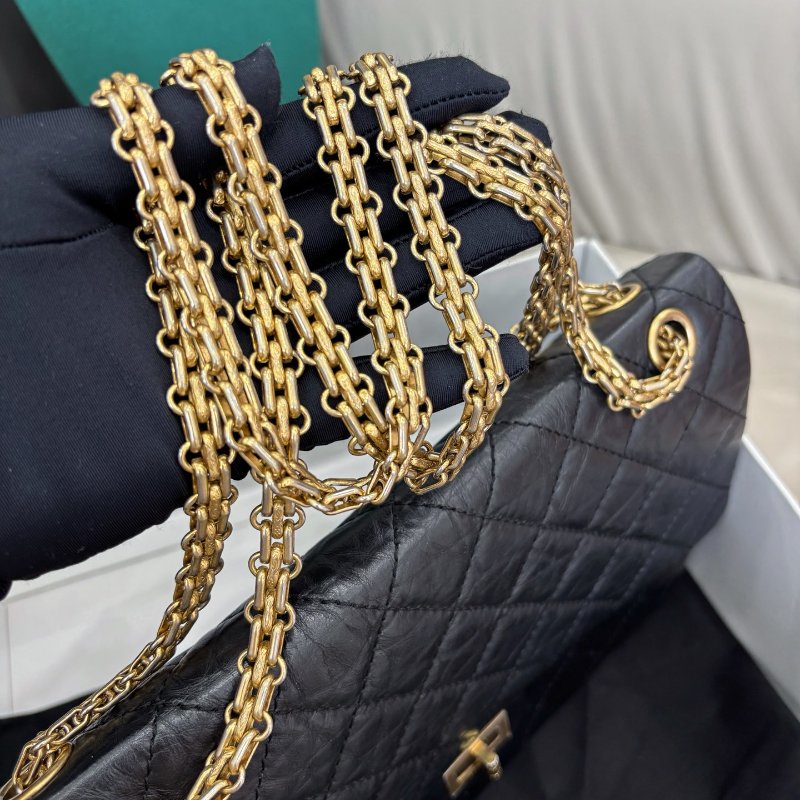 香奈兒/Chanel 黑金2.55中號鏈條肩背包-9